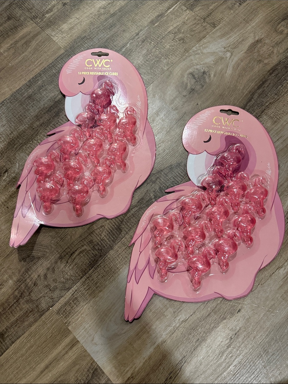 CWC Pink Flamingo Reusable Ice Cube Trays - Set of 2